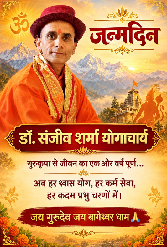 “गुरुकृपा से जीवन का एक और वर्ष पूर्ण… अब हर श्वास योग, हर कर्म सेवा, हर कदम प्रभु चरणों में।” जय गुरुदेव जय बागेश्वर धाम 🙏